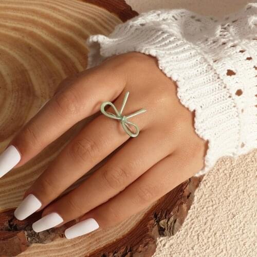 Korean Style Bowknot Rings for Women Girl Fluorescent Glowing In dark Finger Female Wedding Band Rings Simple Jewelry Gift