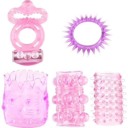 Penis Ring Sex Toy Spike Condom Lock Fine Ring Vibration Ring Pearl Physiotherapy Ring Fun Caterpillar Sex Toys Set
