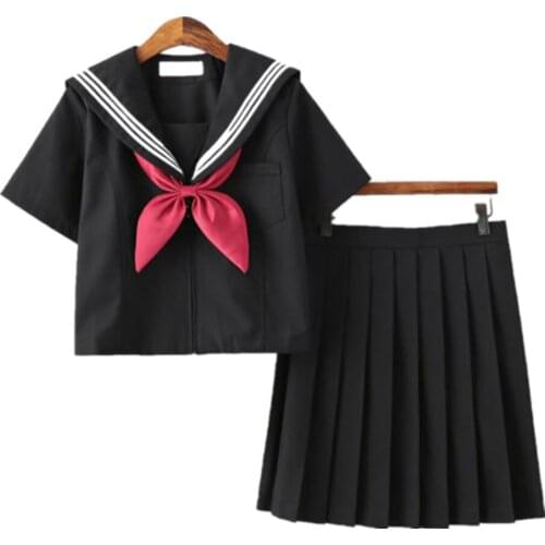 Sailor Suit Female Japanese jk Uniform Student Jacket Korean Style Long And Short Skirt Navy Cute Sleeve College Style School