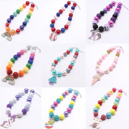 MHS.SUN 1Pcs All Style Random Delivery Girls Beads Necklace Kids Child Chunky Bubblegum Necklace Cheap Sale Inventory Clearance