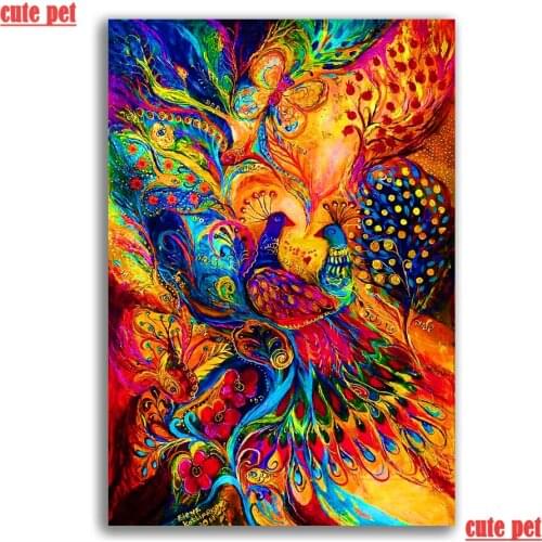 Cute pet mosaic full Square round drill Color peacock puzzle Diy diamond painting cross stitch Diamond Embroidery Art home decor