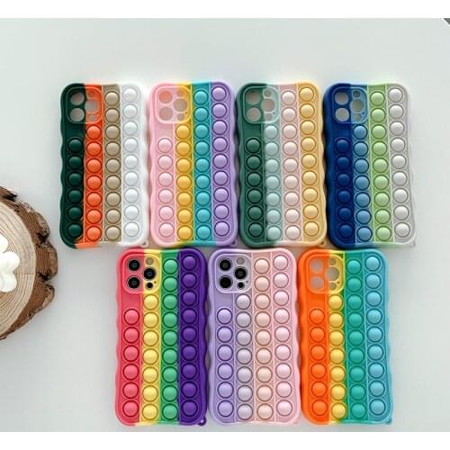Bubble pop Silicone phone soft case For iPhone 11 12 pro Max xr x xs max 6 7 8 plus 6s cases shell antistress Protection Cover
