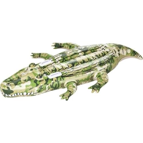 69'' Inflatable Camo Crocodile Rider With Handles Ride-on Pool Float Swimming Water Toys For Kids Mattress Fun Beach Buoy