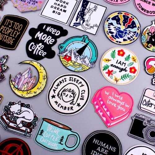 Letter Patch Iron On Patches For Clothes Wilderness Patch Crystal Embroidered Patches For Clothing Stripe Badge Stickers Decor