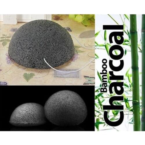 Natural Bamboo Charcoal Konjac Konnyaku Flutter Face Makeup Cleaning Puff Sponge For Dead Cuticles Remove Exfoliation Black