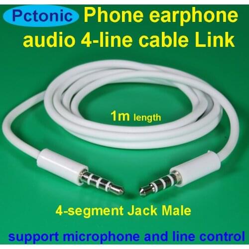 Smart phone earphone audio cord cable line 4-segment 3.5mm plug Jack male to male AUX auto record cable 1 meter