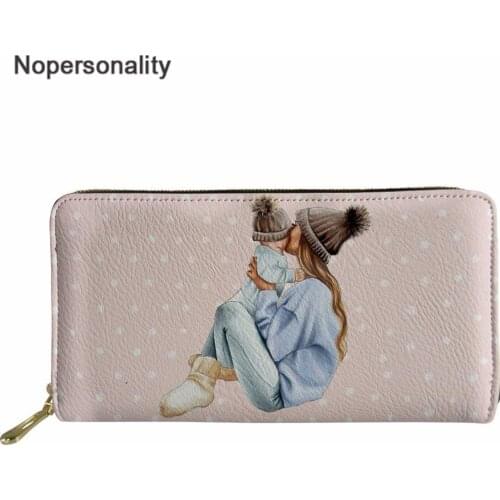 Nopersonality Cute Super mama Print Wallet for Women Luxury Mom Princess PU Purses Waterproof Travel Money Bag Card Holder Cases