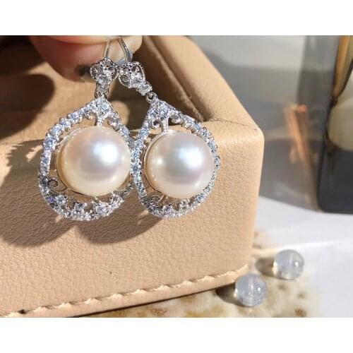 New Stylish 925 Sterling Silver Earrings Findings Settings Base Mountings Parts Mounts for Pearls Agate Crystal Jade