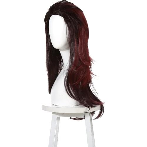 Anime Demon Slayer Cosplay Wig Kimetsu No Yaiba Kamado Tanjiro Brown Gradual Turn-up Long Hair Wig Cosplay Props for Adults