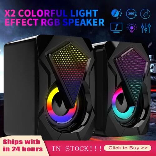 X2 USB Wired Computer Speakers Colorful Lighting Effect RGB Speaker Computer Audio For PC Laptop Desktop Speakers