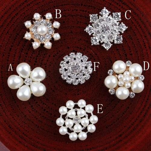 120pcs/lot 6styles Clear Alloy Crystal Flatback Buttons For Kids Girls Hair Accessories Rhinestone Buttons Headband Supplies DIY