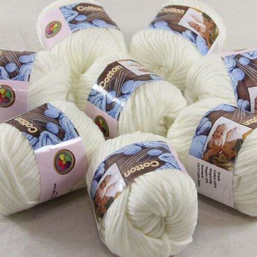 Sale 8Ball x 50g Super Soft Pure Cotton Chunky Shawl Hand Knitting Yarn Scarves Shawls 42221 Pearl White