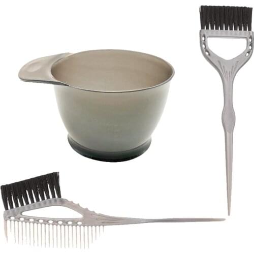 3Pcs/Set Hair Dye Colouring Brush Plastic Comb Bowl Hair Dyeing Kit Hair Color Mixing Bowl Hairdressing Accessories Styling Tool