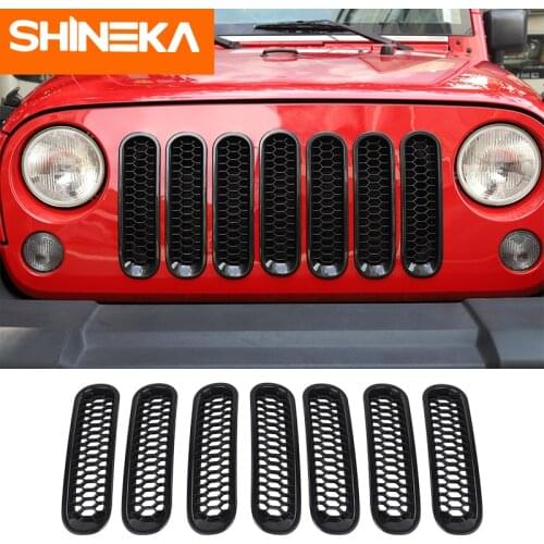 SHINEKA Racing Grills for Jeep Wrangler JK 2007-2017 Honeycomb Front Grilles Mesh Grille Decoration Cover Stickers For Jeep JK