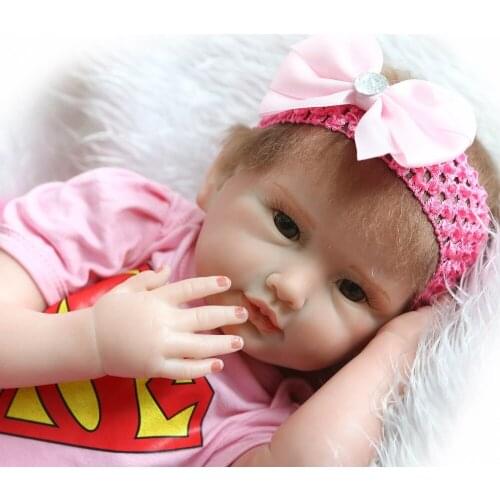 22inch silicone vinyl real soft touch reborn baby 55CM lifelike newborn baby doll children playing toys Christmas sweet baby