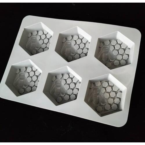 Silicone molds cake chocolate making tools honey honeycomb bee 6 hole DIY handmade soap making mold bath soap mould aroma stone