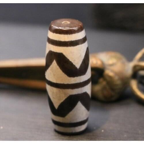 Treasure Magic Power Magic LKbrother Power Energy Tibetan Old Agate Tiger Tooth Drum Shape Big dZi Bead 45MM Amulet