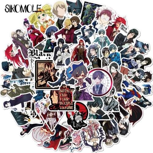 50PCS Japanese Anime Black Butler Stickers Kid Luggage Laptop Motorcycle Skateboard Bicycle Stationery Kuroshitsuji Sticker F5
