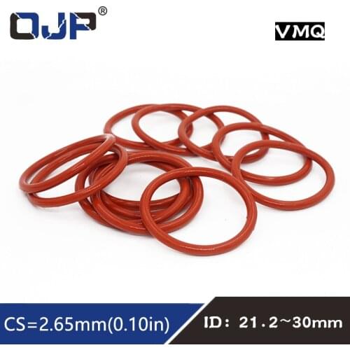 5PC/lot Red Silicon O-ring Silicone/VMQ ID21.2/22.4/23.6/25/25.8/26.5/28/30*2.65mm Thick O Ring Seal Rubber Rings Gasket Washer