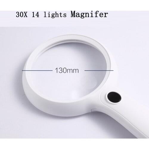 30X Oversized Magnifying Glass with LED Lights High Magnification Children Students Science Elderly Reading Magnifier Identity