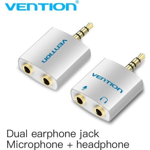 Vention 3.5mm Earphone Audio Splitter Connecter Adapter with mic 1 Male to 2 Female Audio Adapter For Headphone PC Mobile Phone