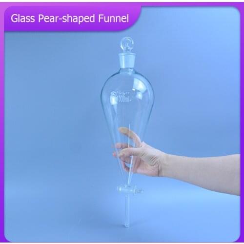 1000ml pear shape separatory funnel,glass pear-shaped funnel,Separatory Funnel squib pear shape with ground-in glass stopper