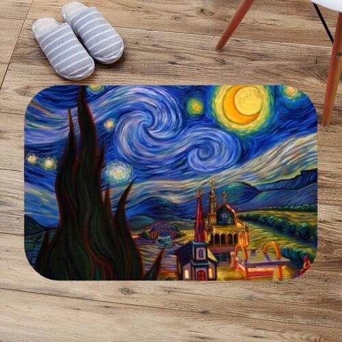 Van Gogh Painting Print Absorbent Bathroom Mat Custom Doormat Door Mat Slip-resistant Pad Bathroom Shower Bath Mats
