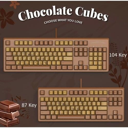 All New Ajazz AK533 Chocolate Cube 87/104 Key USB Wired Mechanical Keyboard Desktop Notebook Gaming Keyboard For Home Office