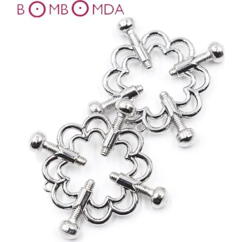 1 Pair Bondage Nipple Clamps with Chain Bdsm Metal Flower Shape Nipple Clips Sex Toys for Adults Women SM Slave Game Clamps