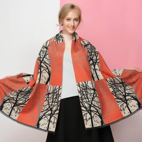 2021 Women Cashmere Blanket Luxury Brand Warm Women Jacquard Branch Winter Poncho Blue Pink Cashmere Shawl