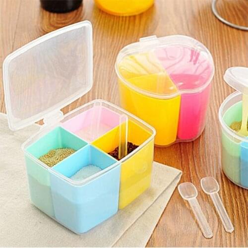 1PCS Three or four Grid Storage Seasoning Boxes Kitchen Condiment Box Spices Storage Box Detachable Container Canister U3