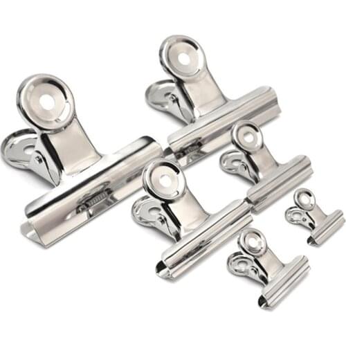 1000Pcs/Lot 22/31/38/50/63mm Round Metal Grip Clips Silver Bulldog Clip Stainless Steel Ticket Paper Clip For Tags Bags Office