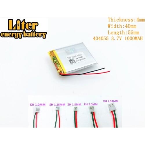 3.7V 404055 1000mAh Lithium polymer battery FOR 3.7V 1000MAH 404055 PLUG GPS MP3 MP4 MP5 polymer rechargeable battery