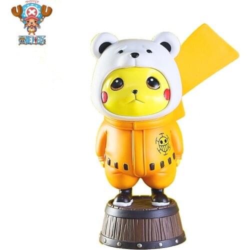 9/17cm Anime ONE PIECE Pokemon GK Pikachu Bepo COS Cross Dressing Lovely Statue PVC Action Figure Model Ornaments Toys and Gifts