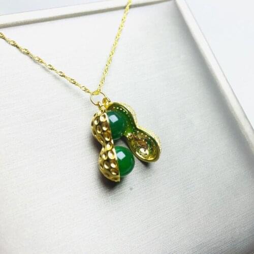 925 Silver Hetian Jade Pendant Simple Jasper Peanut , Designed for Womens Jewelry Gifts