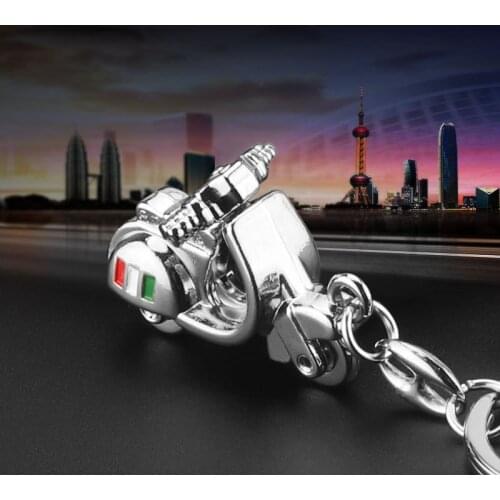 FREE SHIPPING BY DHL 100pcs/lot New Metal Zinc Alloy Italy Scooter Keychains Mini Colorful Moped Keyrings Gifts