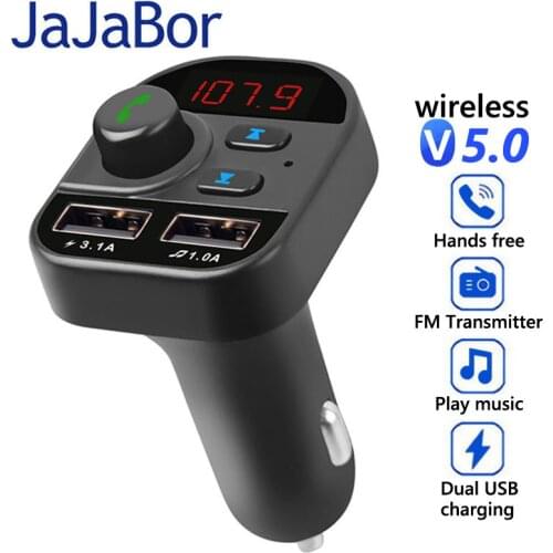 JaJaBor Wireless FM Transmitter Bluetooth Car Kit Hands Free Stereo A2DP Car Music MP3 Player Support TF Card U Disk Playback