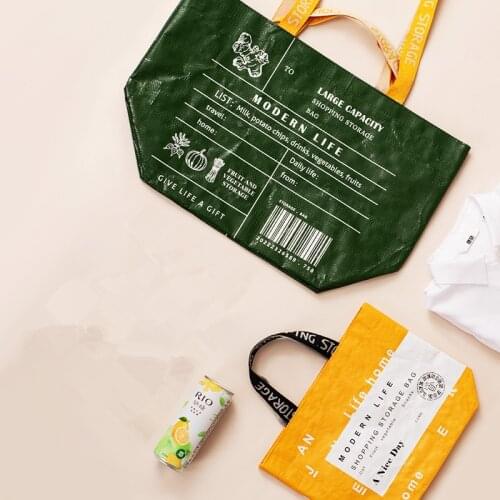 Large Back Shoulder Fashion Shopping Bag Out Eco-friendly Portable Large Woven Bag Simple Hand-held White Folding