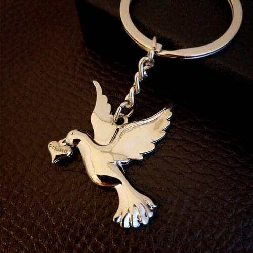 Dove keychain bird of peace key chain for women pigeon keychain key holder cute portachiavi chaveiro llaveros hombre bag charm