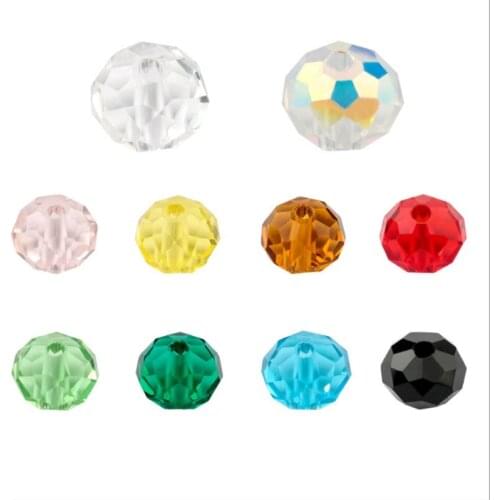 50/30pcs 4*6/6*8mm Austria faceted Crystal Glass Beads Loose Spacer Round Beads Jewelry Making DIY Bracelet necklace