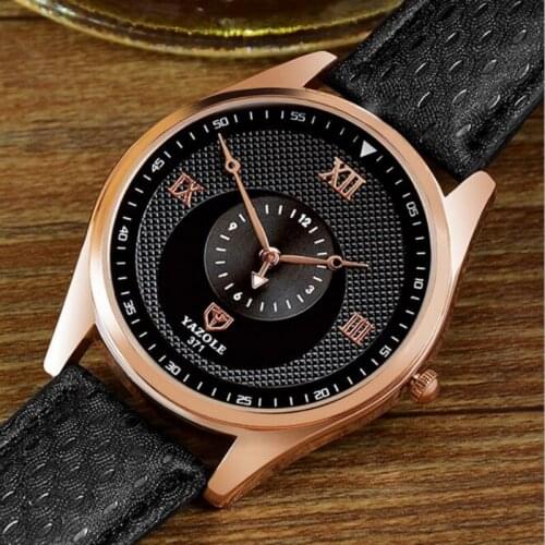 YAZOLE Top Brand Watches Fashion Luxury Roman Watch Men Watch Leather Strap Waterproof Mens Watch Clock saat relogio masculino
