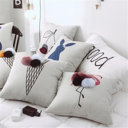 45cm rabbit velvet cushion cover sofa unique cartoon throw pillow case with hair balls decorative pillowcase sofa