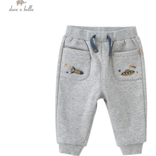 DBX18965 dave bella winter baby boys fashion cartoon pockets pants children full length kids boy pants infant toddler trousers