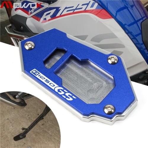 For BMW R1250GS HP R1250GS ADV Low suspension 2018-2020 CNC Kickstand Side Stand Vergroter Plaat Extension Pad LOGO R1250GS/HP