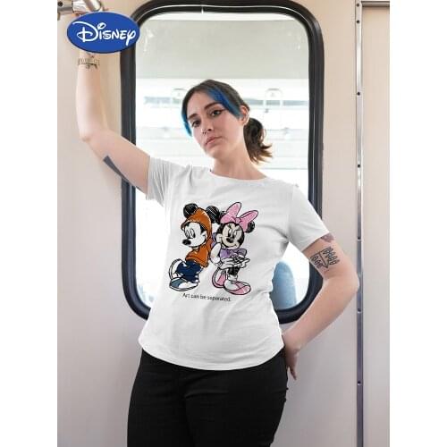 Disney Couple T Shirt Plus Size Mickey Mouse Unisex Clothes Vogue Netherlands Streetwear Hipster Ropa Aesthetic 90S Harajuku