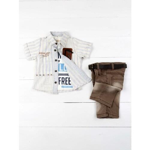 Blue Brown Male Child 4 PCs Set
