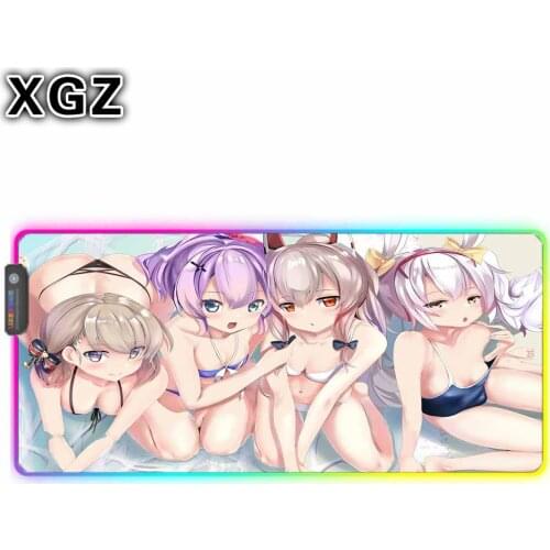 XGZ Animation Mouse Pad Sexy Girl Game RGB Gamer LED Lighting USB Keyboard Colorful Desk Pad Mouse Pad PC Laptop Desktop XXL
