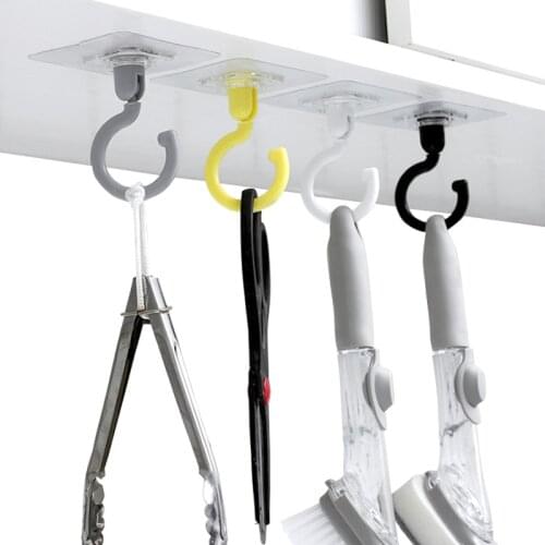 Kitchen Closet Storage Hook 360 Rotation Clothes Keys Hooks Door Back Hanger Paste Without Trace
