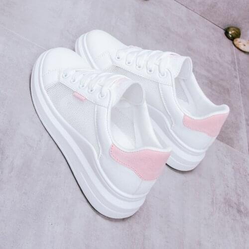 Lightweight Skateboarding Women Shoes Walking Thick White NET Shoes Woman Mesh Breathable Wild Skateboarding Shoes