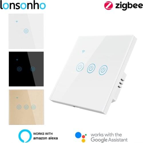 Lonsonho Tuya Zigbee Smart Switch EU 220V No Neutral Smart Life Wall Touch Light Switches Compatible Alexa Google Home